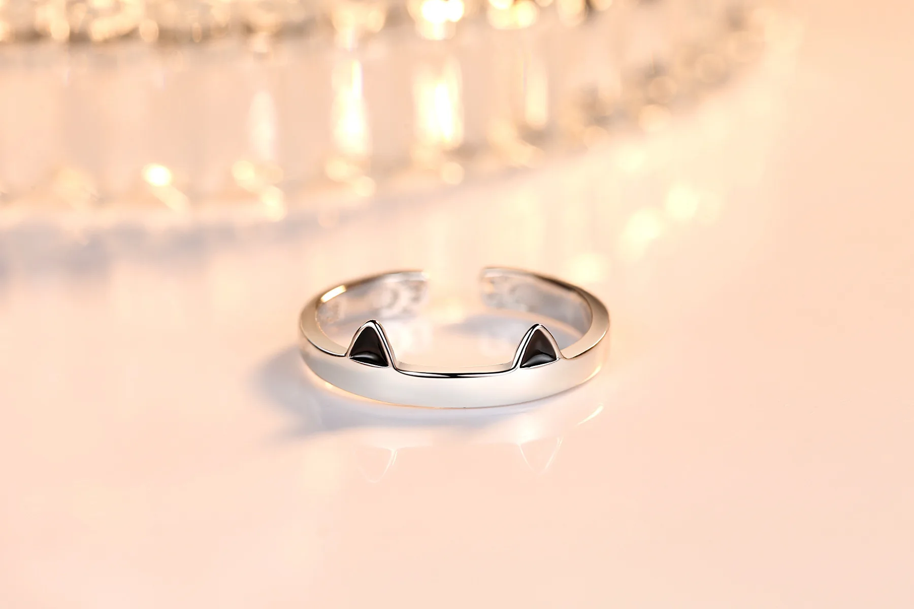 Anenjery, индивидуальное 925 пробы, серебряное кольцо для открытия, милое домашнее животное, кошачьи ушки, лапы, кольца для животных, для женщин, девушек, подарок, S-R365