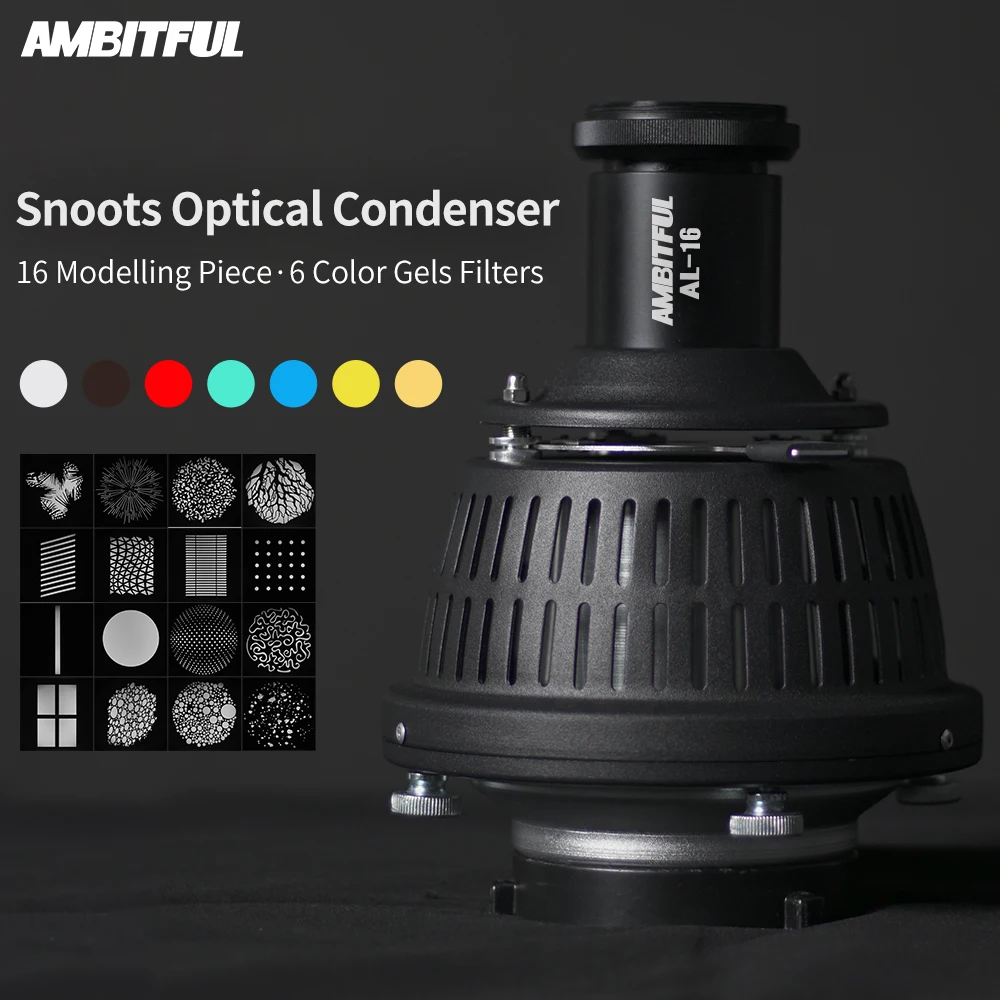 

AMBITFUL AL-16 Focalize Conical Snoot Optical Condenser Art Special Effects Shaped Beam Light Cylinder with Shape and Color Gel