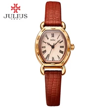 Relogio feminino JULIUS платье Для женщин кварцевые часы Элитный бренд для Для женщин римскими цифрами Весы Стройный кожаный ремешок наручные часы