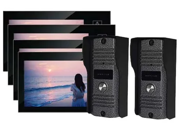 

4Monitors+2Camera Promotion New Intercom System Doorphone 7" Touch Key Screen LCD Color Video Door Phone Night Vision Eye Camera