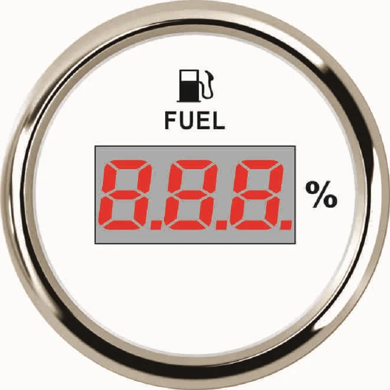 

New Waterproof 52mm Digital Fuel Level Gauge Meter 0-190ohm Signal With Red Backlight 12V/24V for Car Boat SUV