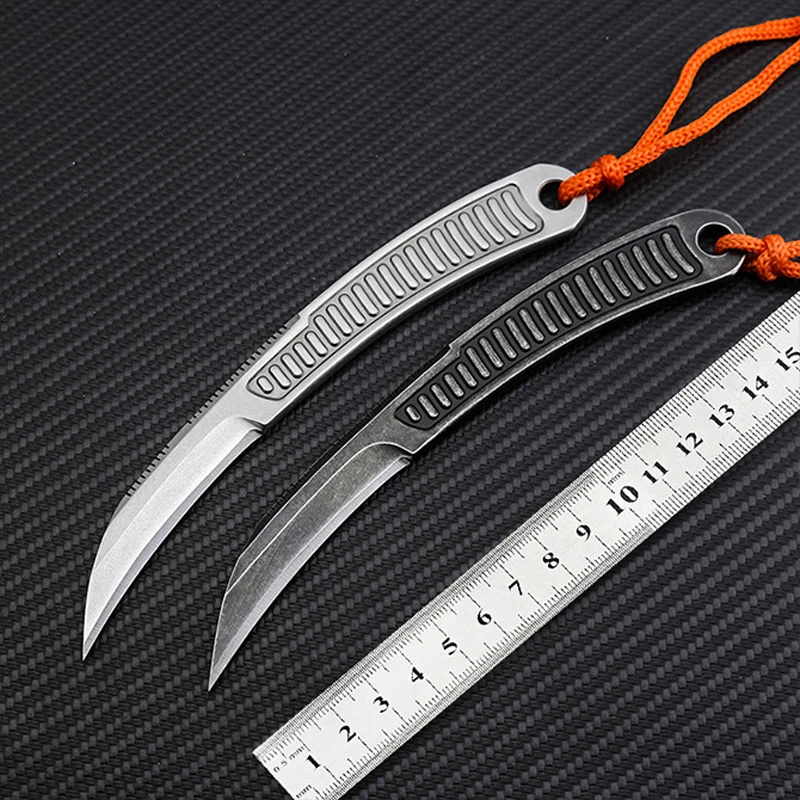 

Swayboo Fixed Blade Stone Washed Small Straight Knife fix blade 440C Steel 58 HRC Hardness Outdoor Camping Hunting Knife Tool
