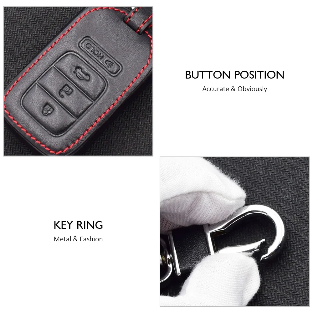 Leather Car Key Case For Honda Crider Accord Civic 4 Buttons Smart Remote Fobs Cover Keychain Bag Protector Auto Accessories