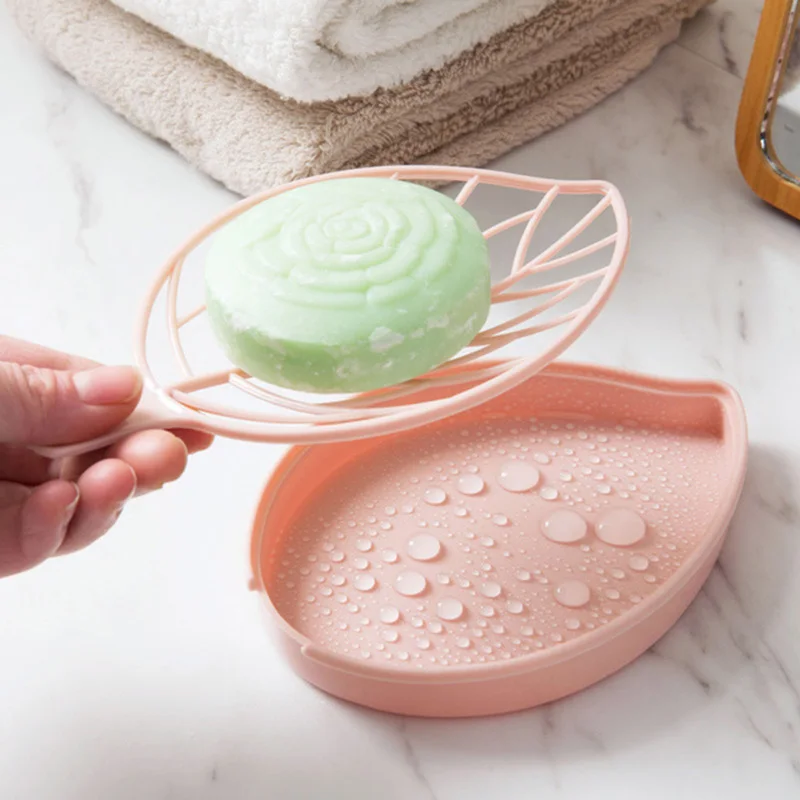 

Useful Plastic Leaf Shape Soap Container Case Bathroom Drain Soap Dish Sheet Bathroom Accessories