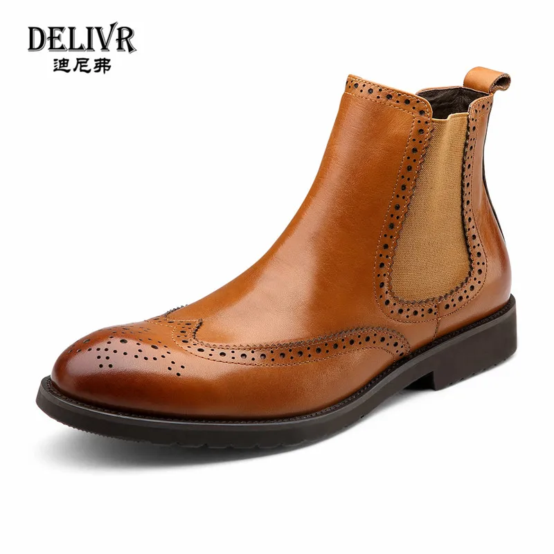 Habillées Hommes Bottes Bottines Vintage Delivr Botte Angleterre Marque marron Véritable De Martins Chelsea Cuir 2019 Mocassins Chaussures En Black Luxe Brun rCdBoex
