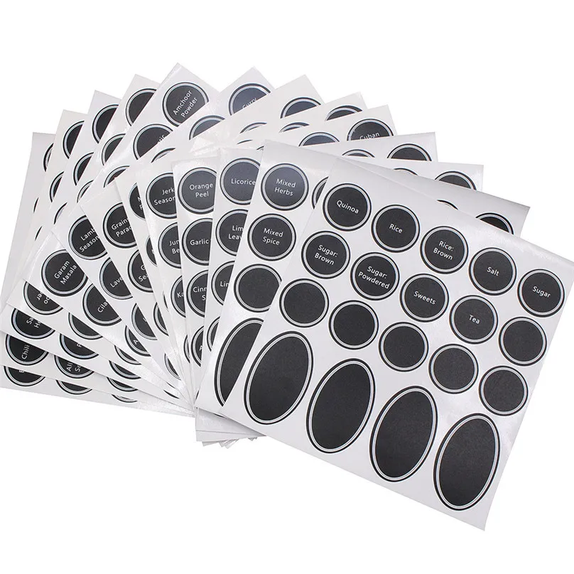13pcs Printed Spice Jar and Pantry Label Set Chalkboard Round Stickers Write-on Labels Stickers #4M08 (12)