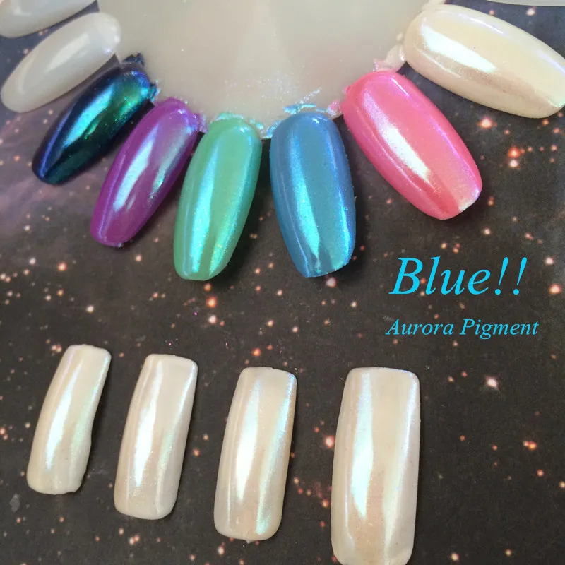 

1 box BLUE AURORA Neon PIGMENT! Neon Mermaid Powder Chameleon Powder Pearl Effect Chrome Nail Rainbow Dust Nail Art Manicure