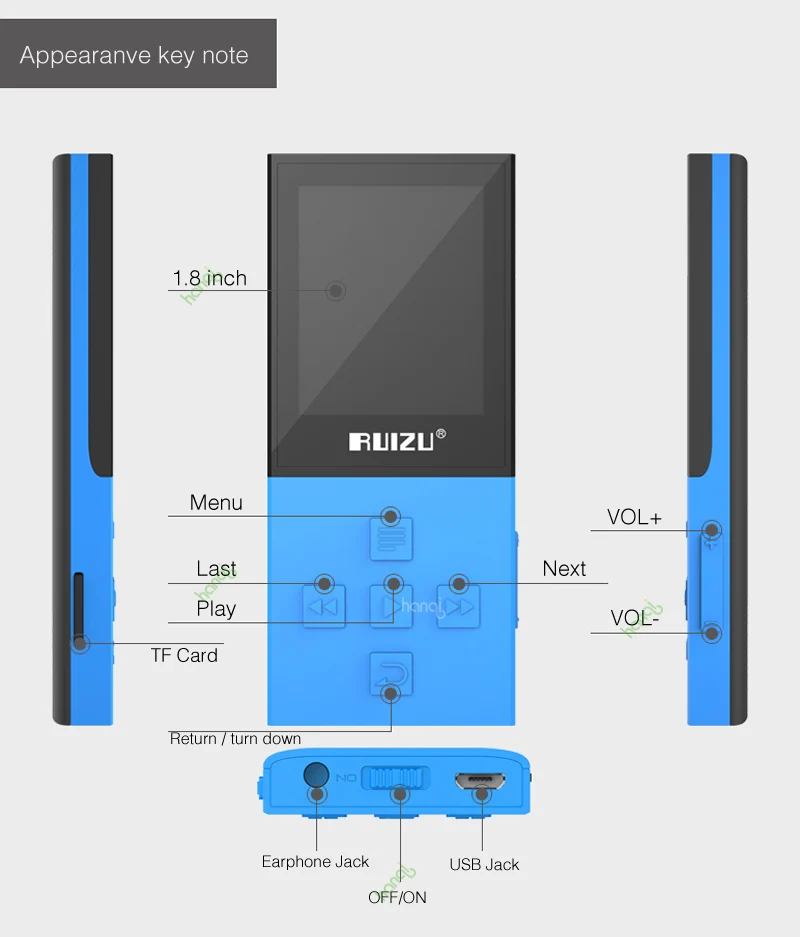 Новинка года! спортивный MP3-плеер ruidu X18 8G с Bluetooth, без потерь, fm-радио, Bluetooth 4,0, музыкальный плеер, поддержка 64 ГБ, TF карта