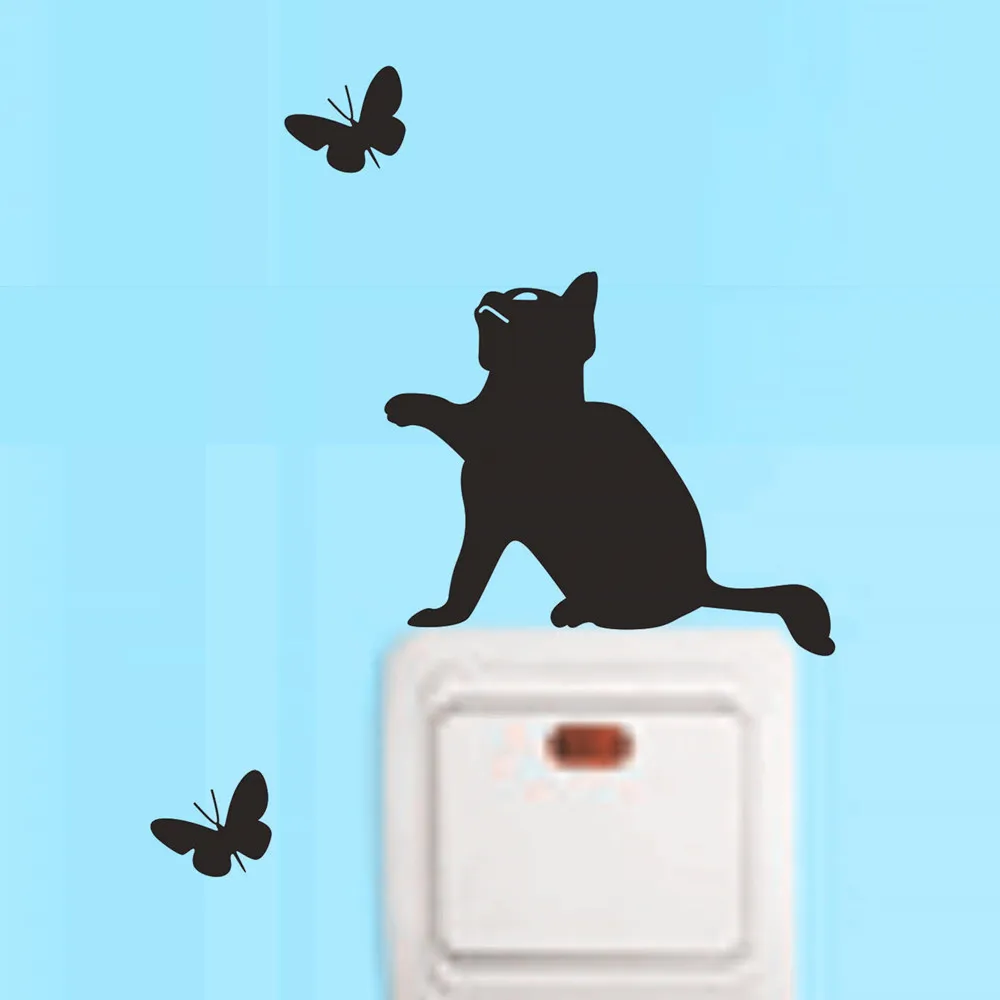 Милый кот светильник переключатель телефон наклейки на стену для детской комнаты Diy Украшение дома мультфильм наклейки на стену в виде животных ПВХ Фреска Искусство - Цвет: 73