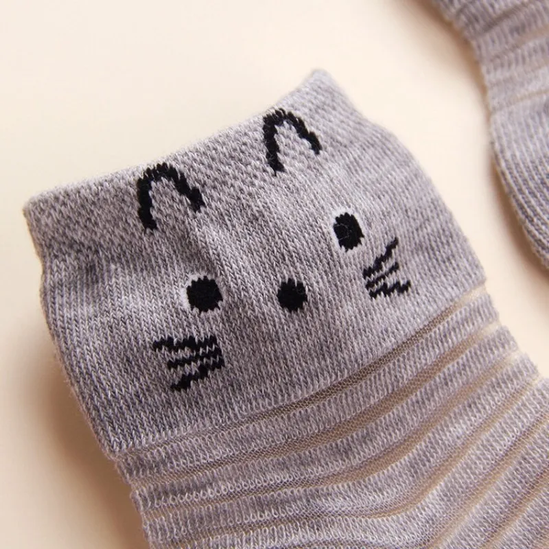 Лидер продаж, 5 пар/лот, новые летние детские носки красивые кружевные носки из стекловолокна с милым рисунком кота для девочек носки для детей 3-12 лет