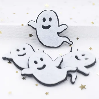 

10Pcs Lovely Hallowmas Ghost Appliques Non-woven Fabric Padded Felt Patches for Halloween costumes Props Decor Accessories F79