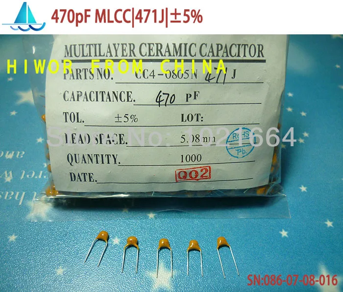 (1000 шт./лот) (конденсаторы | MLCC) 470pF 471J 50 в свинцовый многослойный монолитный