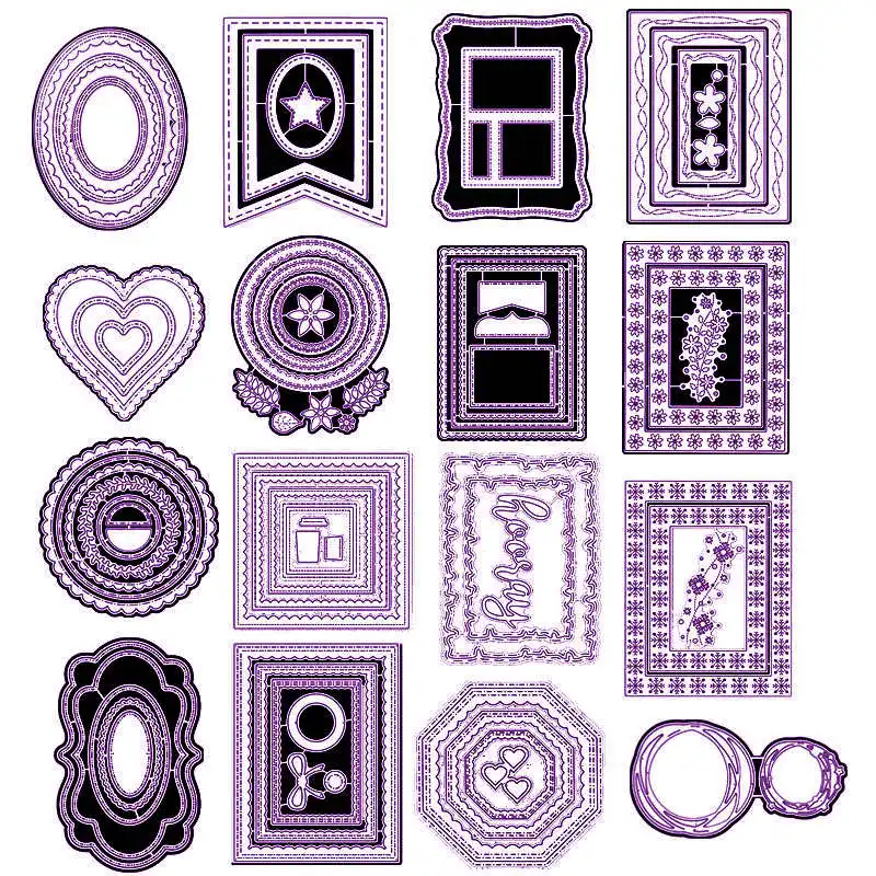 

Basic Rectangle Heart Oval Square Frames Metal Cutting Dies For DIY Scrapbooking Embossing Papers Cards Making Crafts New 2019