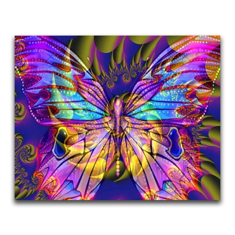 Full Square Diamond embroidery Cross stitch Cartoon DIY 3D Diamond mosaic color Full Round Diamond painting Purple butterfly