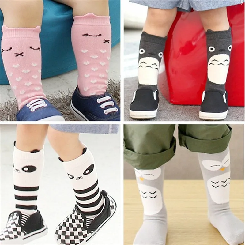 Детские Мультяшные хлопковые носки с принтом животных; чулки для малышей 12-30 месяцев; зимние носки для новорожденных; CL1023
