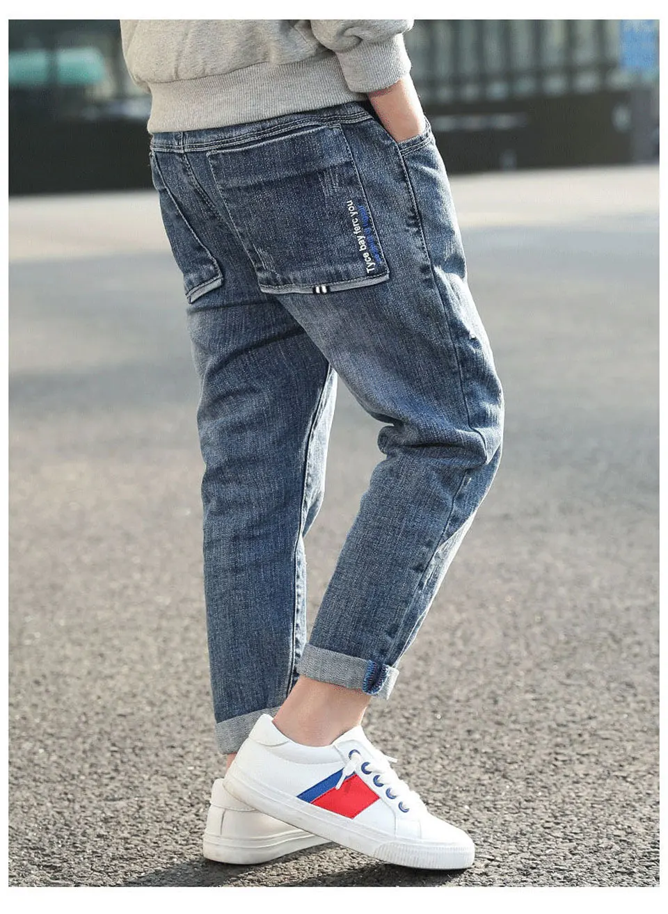 Осенне-весенние джинсовые штаны для маленьких мальчиков детская одежда повседневные хлопковые детские брюки джинсовая одежда для мальчиков-подростков от 4 до 14 лет