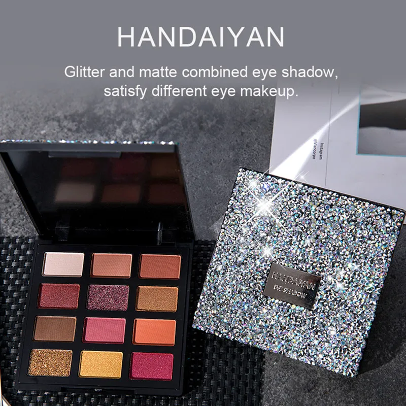 

HANDAIYAN 12 Color Matte Shining Eyeshadow Palette Makeup Glitter Pigment Eye Shadow Palette Waterproof Cosmetics TSLM2