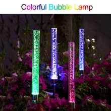 LED Solar Lawn Light Portable Mini Water-Resistant IP65 Outdoor Lamp Colorful Acrylic Rod Bubble Lamp For Outdoor Garden Decor