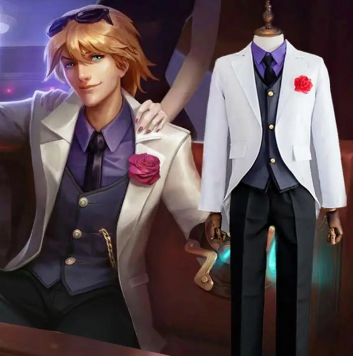 Game LOL Cosplay Costume The Prodigal Explorer Debonair Ezreal Wig Glass Party Role Play Halloween role play |