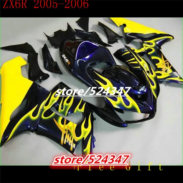 Новый ABS обтекатель комплект подходит для Kawasaki ZX6R 2005 2006 Мотоцикл Обтекатели ZX-6R 05