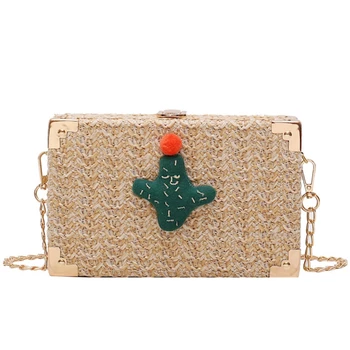 

FGGS-New Fashion Korean Version Of The Chain Box Package Simple Woven Handbags Shoulder Slung Small Square Bag