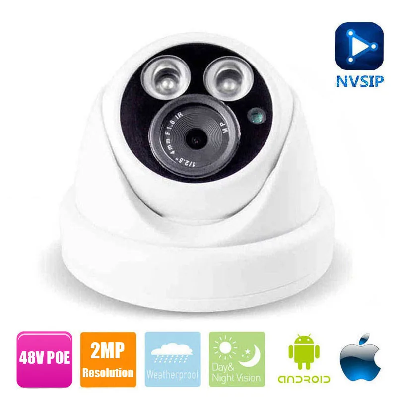 

Dome IP Camera PoE 2MP Full HD 1080p Security ONVIF 2.0 CMOS IR Night Vision H.264 Waterproof Outdoor PoE CCTV Camera