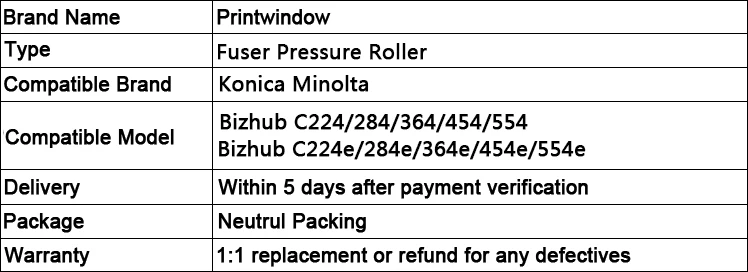 Printwindow качественный копировальный аппарат нижний валик для термического закрепления для KONICA MINOLTA BIZHUB C224 C284 C364 C454 C554 валик для термического закрепления
