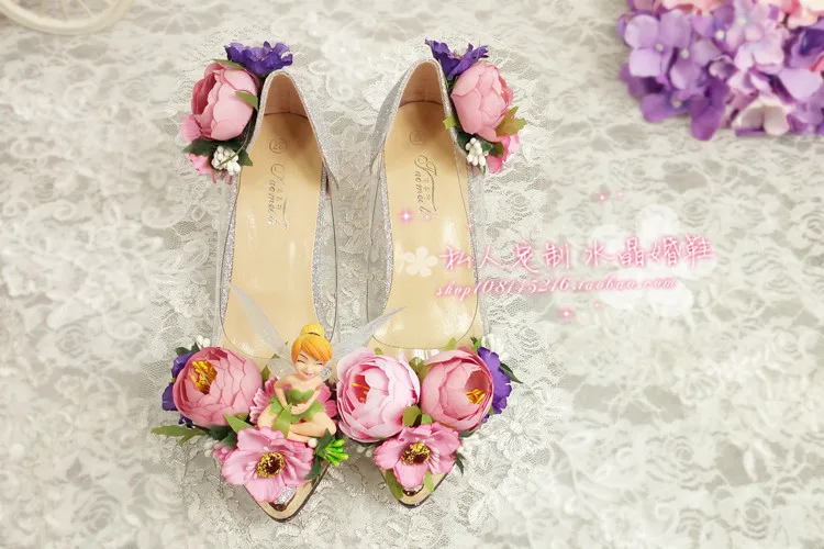 Свадебные туфли с цветами для невесты, с заостренным носком, со стразами, жемчугом, для свадебного банкета, фотосессии, для ночного клуба