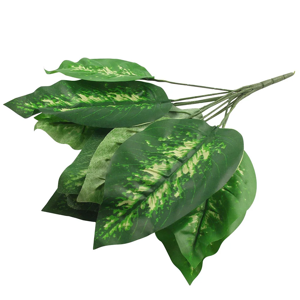 Декоративные искусственные растения, зеленые пучки из 14 больших искусственных листьев, тропические искусственные украшения - Цвет: Зеленый