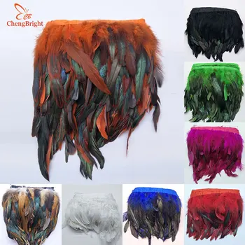 

ChengBright Perfect 10Yards Cock tail feather Trim Fringe 13-18cm/5-7inch width Decorative Craft Feather Trim Feather Ribbon DIY