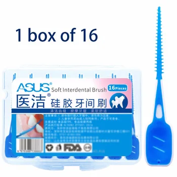 

16Pcs Oral Care Adults Interdental Brushes Dental Floss Sticks Silicone Toothpick Clean Between Teeth Massage Gums Oral Hygiene