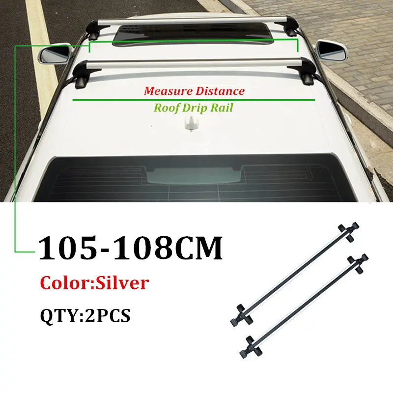 ALWAYSME, 2 шт., универсальный, подходит для автомобиля, без оригинала, RoofRack, автомобиль, внедорожник, алюминиевый верх, багаж, багажник на крышу, поперечная планка с противоугонным замком - Цвет: Silver 105-108CM
