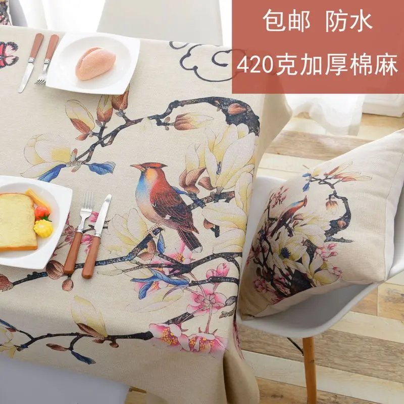 

New rural tea table cloth rectangular cloth tablecloth custom wholesale waterproof cotton and linen fabric table cloth