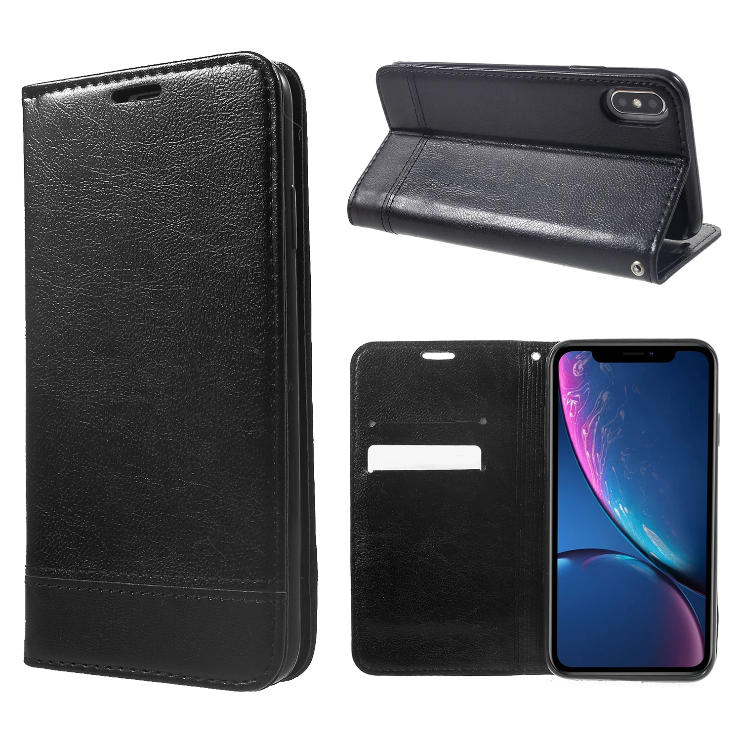 Dulcii for iPhone XS Max flip case Splicing PU Leather Case for iPhone