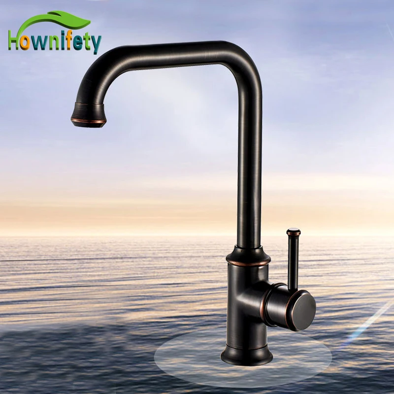 

Contemporary Oil Rubbed Bronze Basin Faucet Swivel Spout Deck Mounted Single Handle One Hole Tap