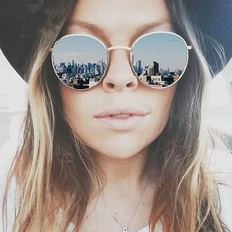 Vintage Brand Design Round Women Sunglasses Brand Designer 2016 Retro Mirror Sun Glasses For Female Lady Aviator Sunglass Women