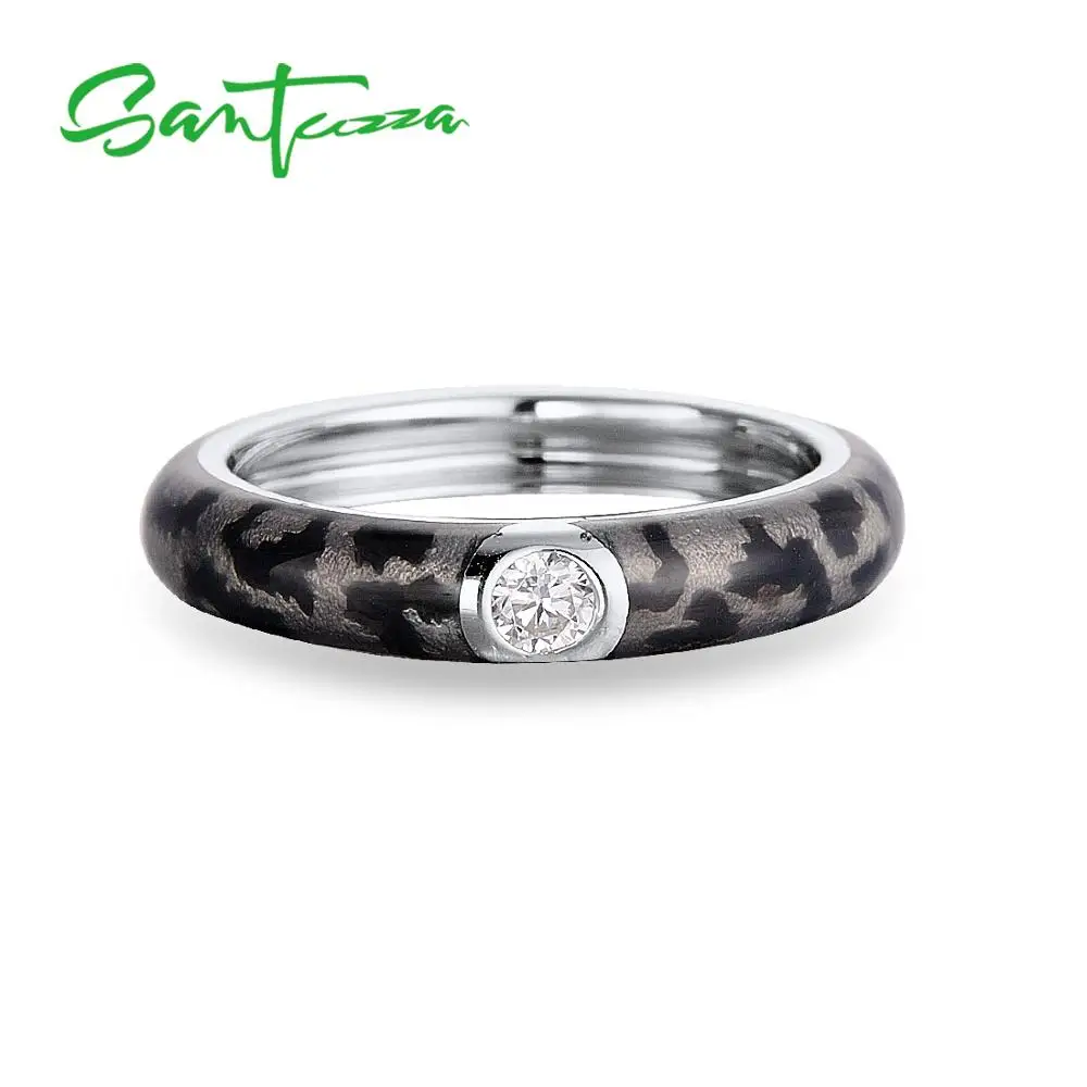 SANTUZZA серебряные кольца для женщин Красочные Эмалированные кольца вечности кольцо 925 пробы Серебряные вечерние ювелирные изделия ручной работы эмаль