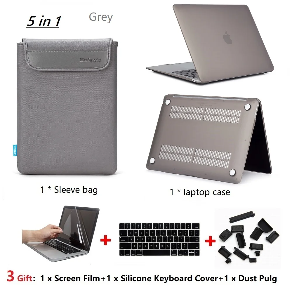 Чехол для ноутбука+ сумка+ чехол для клавиатуры+ защита экрана+ пылезащита для 11 12 13 15 дюймов Apple Macbook Air Pro Touch Bar
