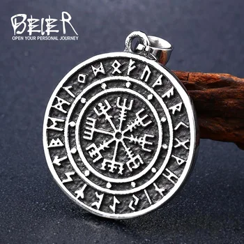 

Beier 316L stainless steel Vegvisir Amulet Pendant Necklace Valknut Odin's Symbal Of Norse Necklace Nordic Slavic Viking Jewelry