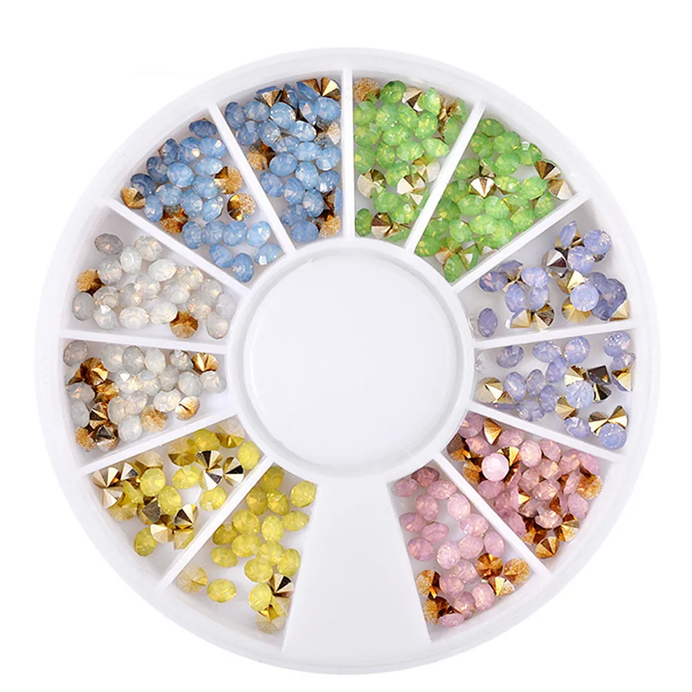 

Colorful Shape Bottom Nail Rhinestones 2.5mm Opal Crystal Decorations Charm Jelly Manicure Design Nail Art Accessories 1Box