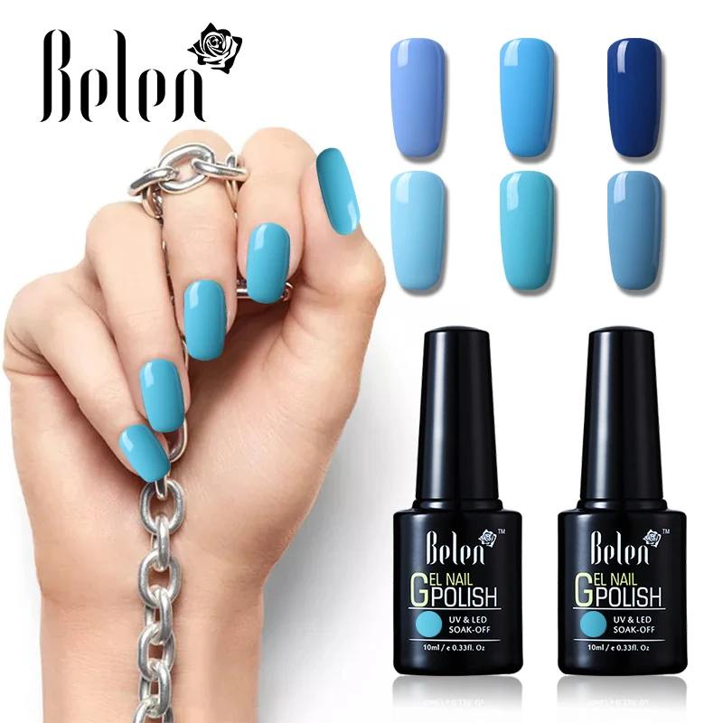 

Belen 10ML UV Gel Nail Polish Blue Pure Color Series Led Long Lasting DIY For Nail Art Gel Lacquer Hybrid Varnish Stamping Gel