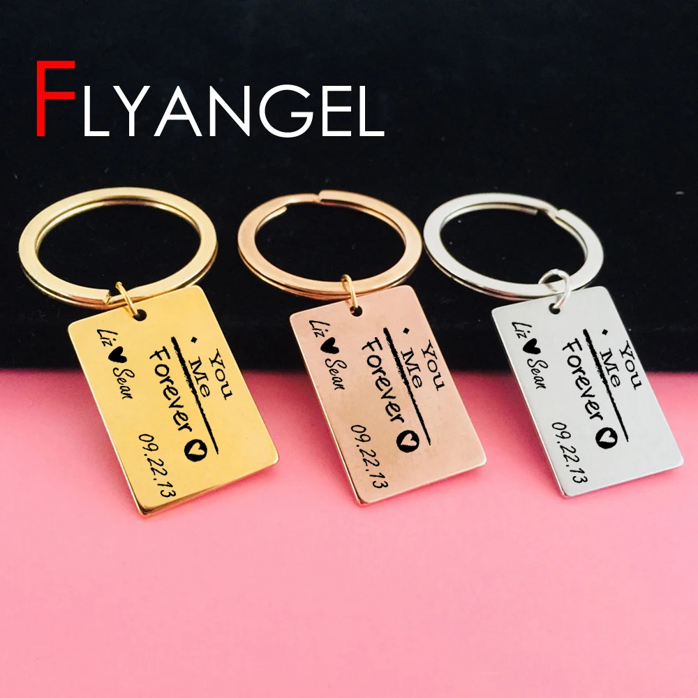 Custom name and data Fashion Key Chain Engraved Heart You Me Forever Holder Couples Special Anniversary Valentine's Gifts | Украшения и