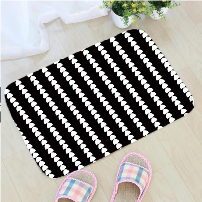 

Black and White Geometric Printing Bath Mat Flannel Geometric Bathroom Non-slip Mat Home Decor Door Mat Badmat tapis de bain
