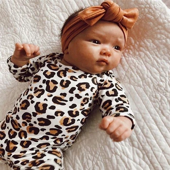 Newborn Infant Baby Boy Girl Leopard Cotton Romper Jumpsuit Clothes Set toddler baby girl boy summer romper set with headband new baby boy clothing set summer baby cotton bodysuit elephant printed romper animal bibs 3pcs set newborn baby girl clothes