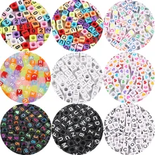 Смешанные 6 мм акриловые бусины 100 шт квадратные буквы алфавита цифровые бусины в форме сердца Подвески браслет ожерелье для самостоятельного изготовления ювелирных изделий