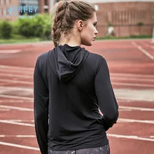 Aerfey/спортивные толстовки для девочек-студенток с градиентом на молнии, куртка для бега, легкие тонкие костюмы для фитнеса, толстовки с длинными рукавами