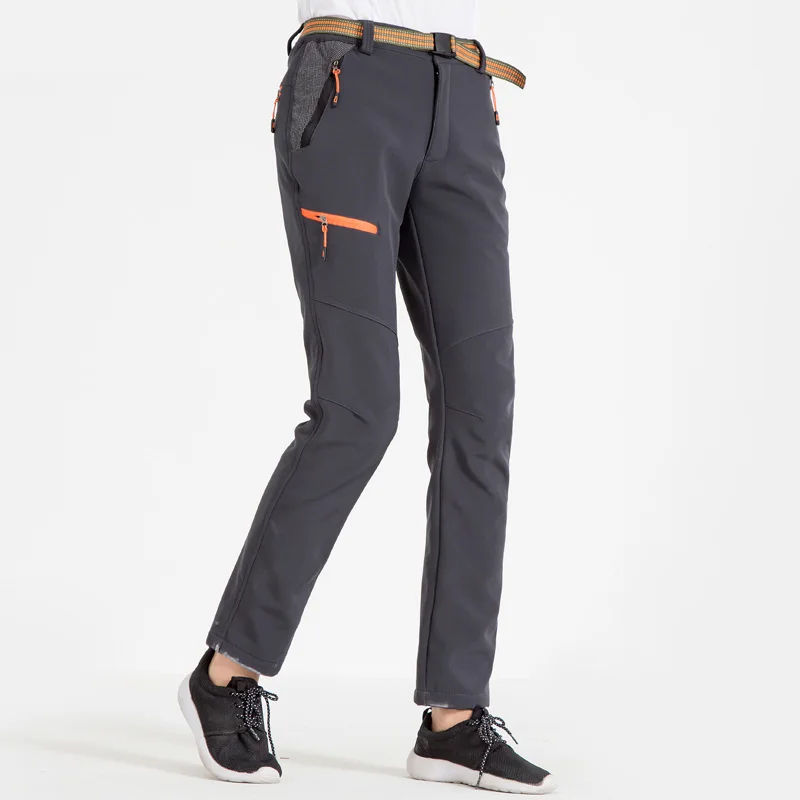 NUONKEO женские походные брюки Зимние флисовые ветрозащитные штаны для спорта на открытом воздухе треккинг Кемпинг Рыбалка Лыжный Спорт Брюки PM16 - Цвет: Dark Gray