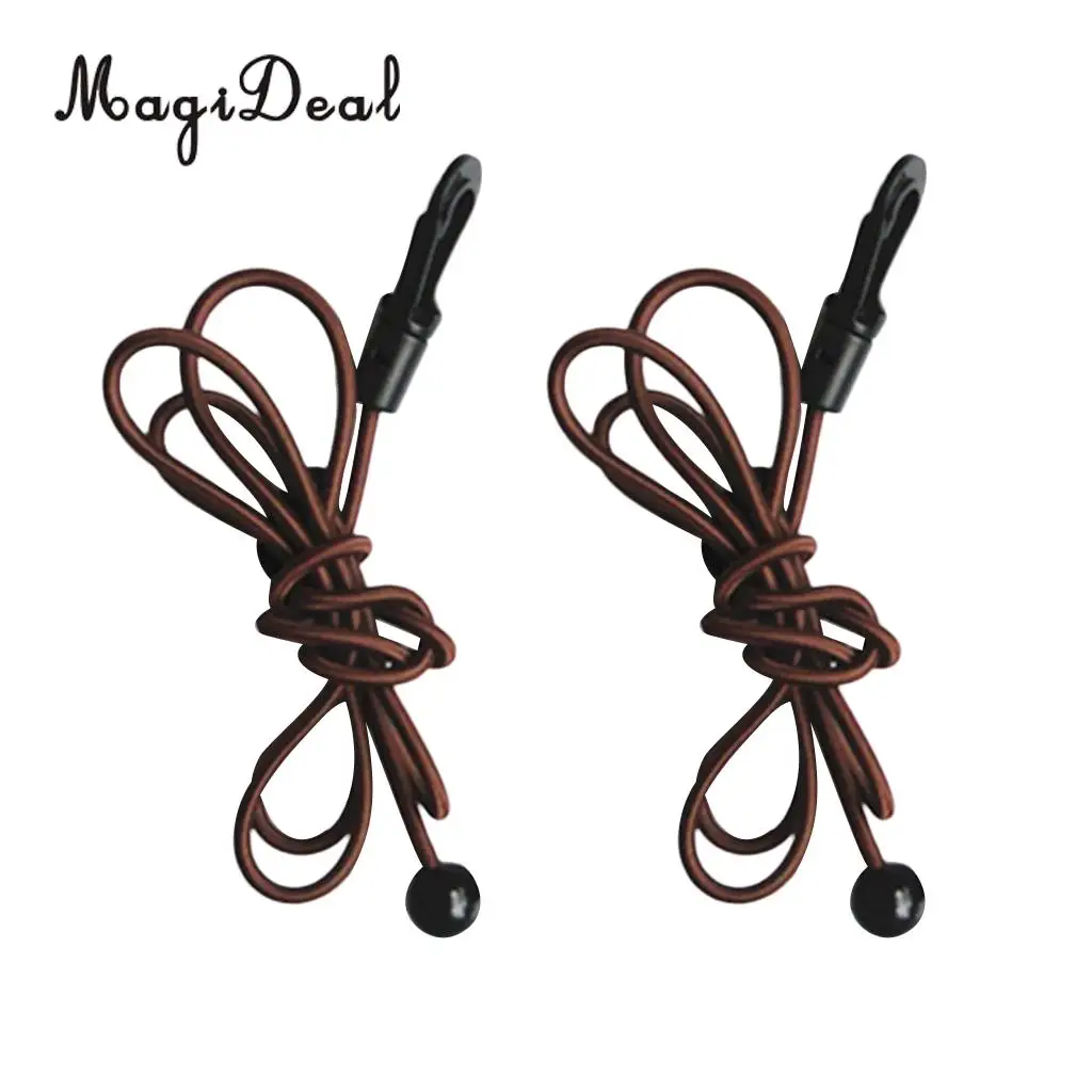 MagiDeal 2 Pieces 1.2m Elastic Kayak Paddle Leash Bungee Fishing Rod Lanyard Orange/Coffee