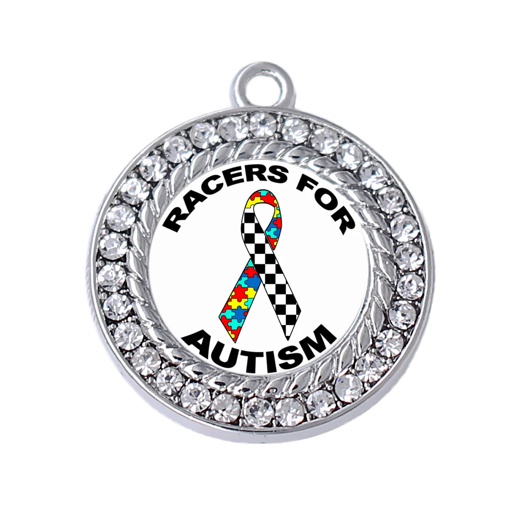 Survivor Inspire Jewelry Metal Crystal Racers Autism Ribbon Awareness Persona Charms Pendant | Украшения и аксессуары