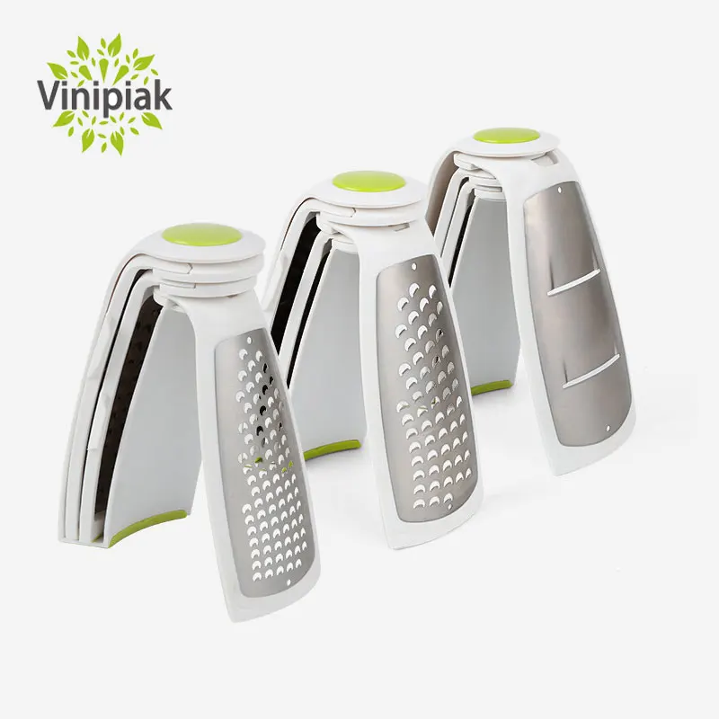 

New Folding 3 Stainless Steel Blades Vegetable Pasta Spaghetti Food Slicer Carrot Zucchini Portable Grater Kitchen Accessories